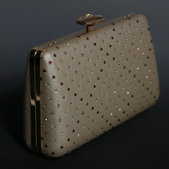NEW Jimmy Crystal Gold Rhinestone Clutch - Picture 2 of 10